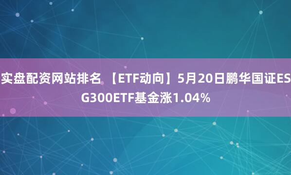 实盘配资网站排名 【ETF动向】5月20日鹏华国证ESG300ETF基金涨1.04%